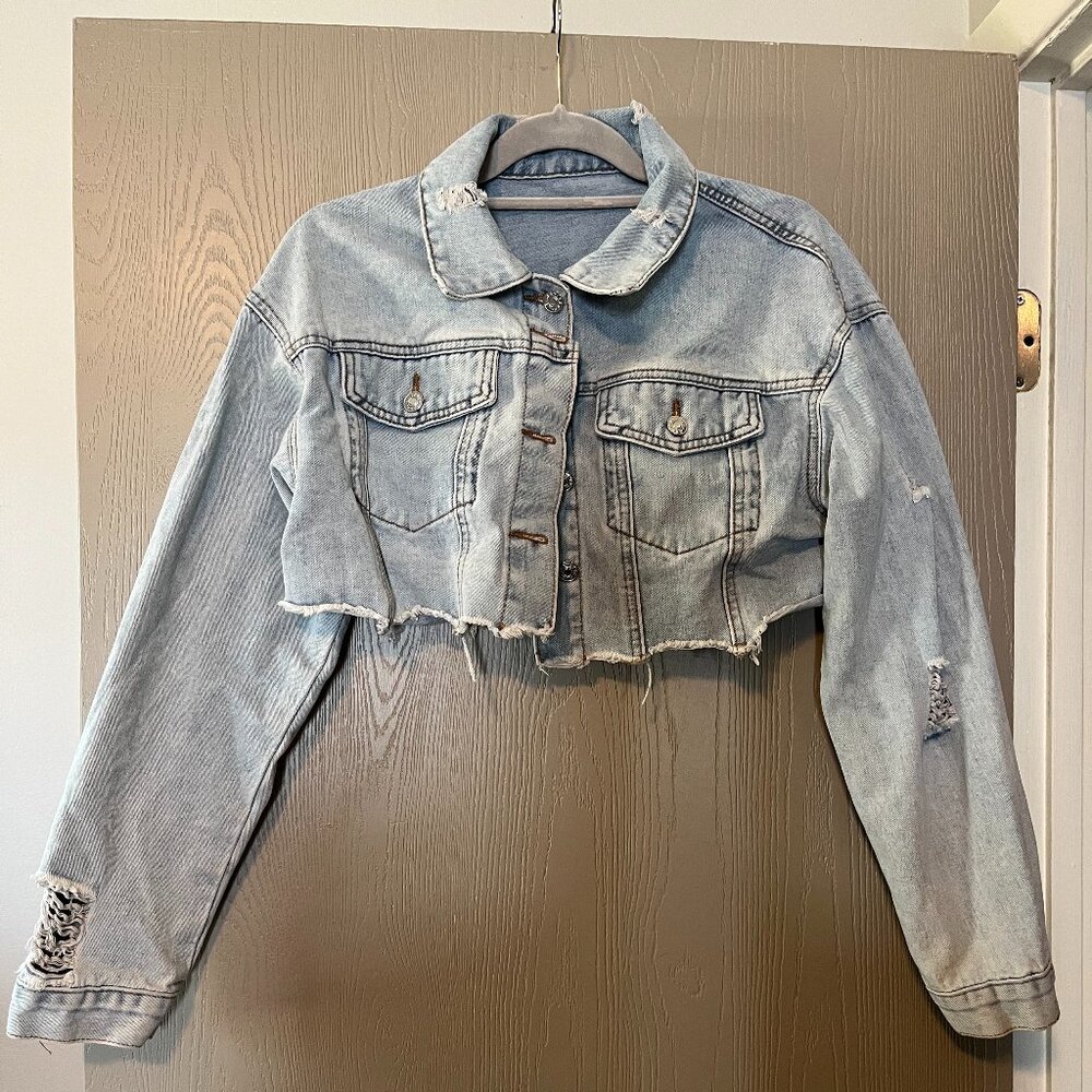 SHEIN Cropped Denim Jacket – Size M (8–10) – Like New